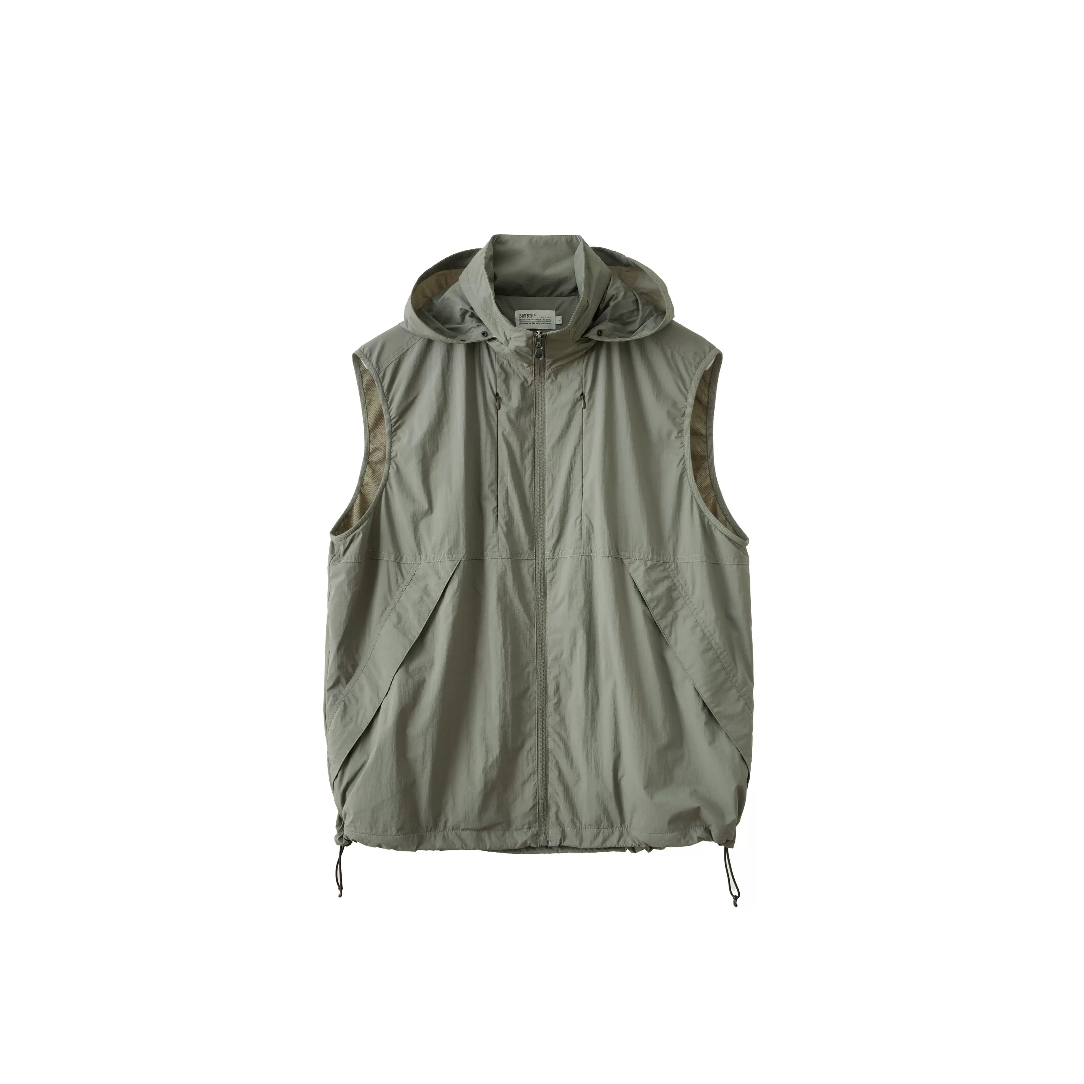 High-Neck Hidden Hood Outdoor ZIP-Up Vest BB001