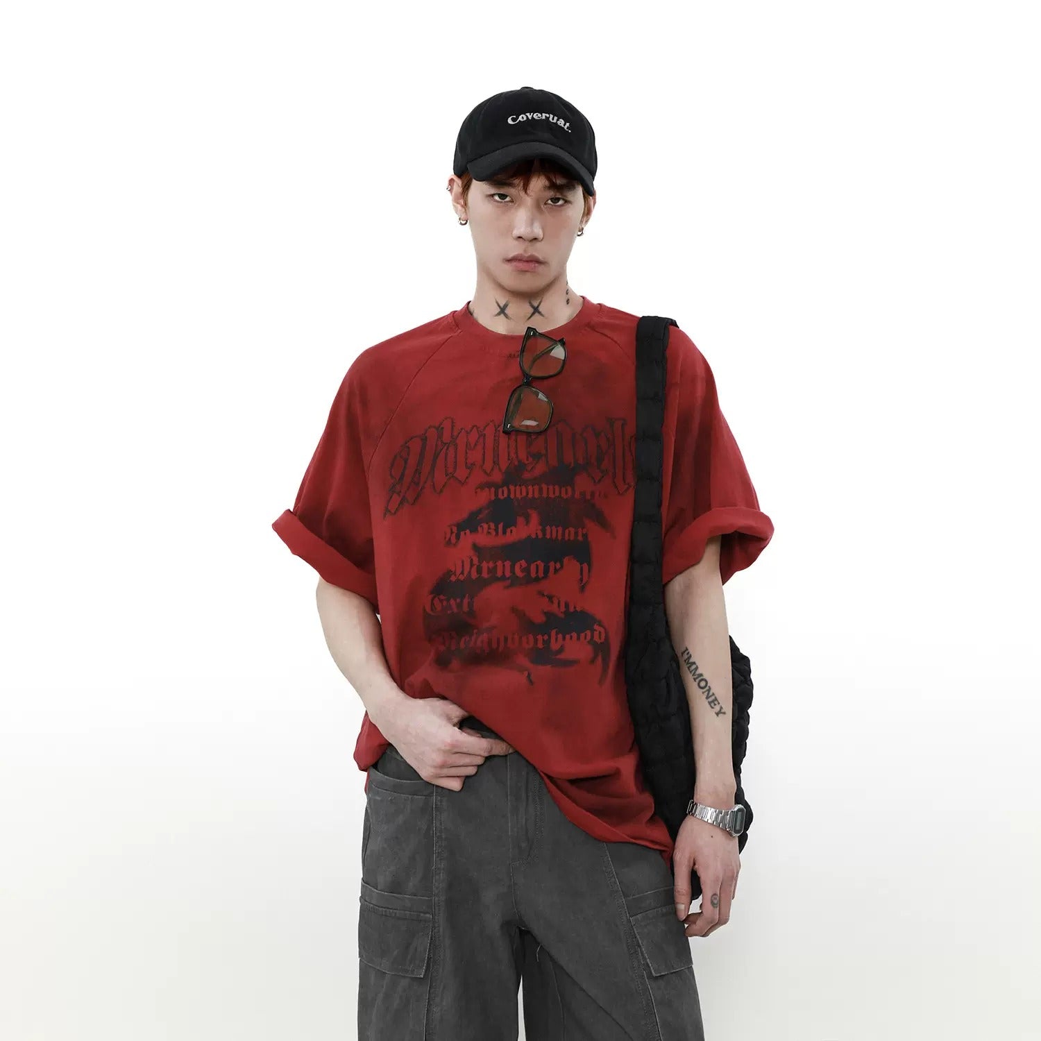 Dragon Retro Print Raglan Sleeve T-Shirt MR006