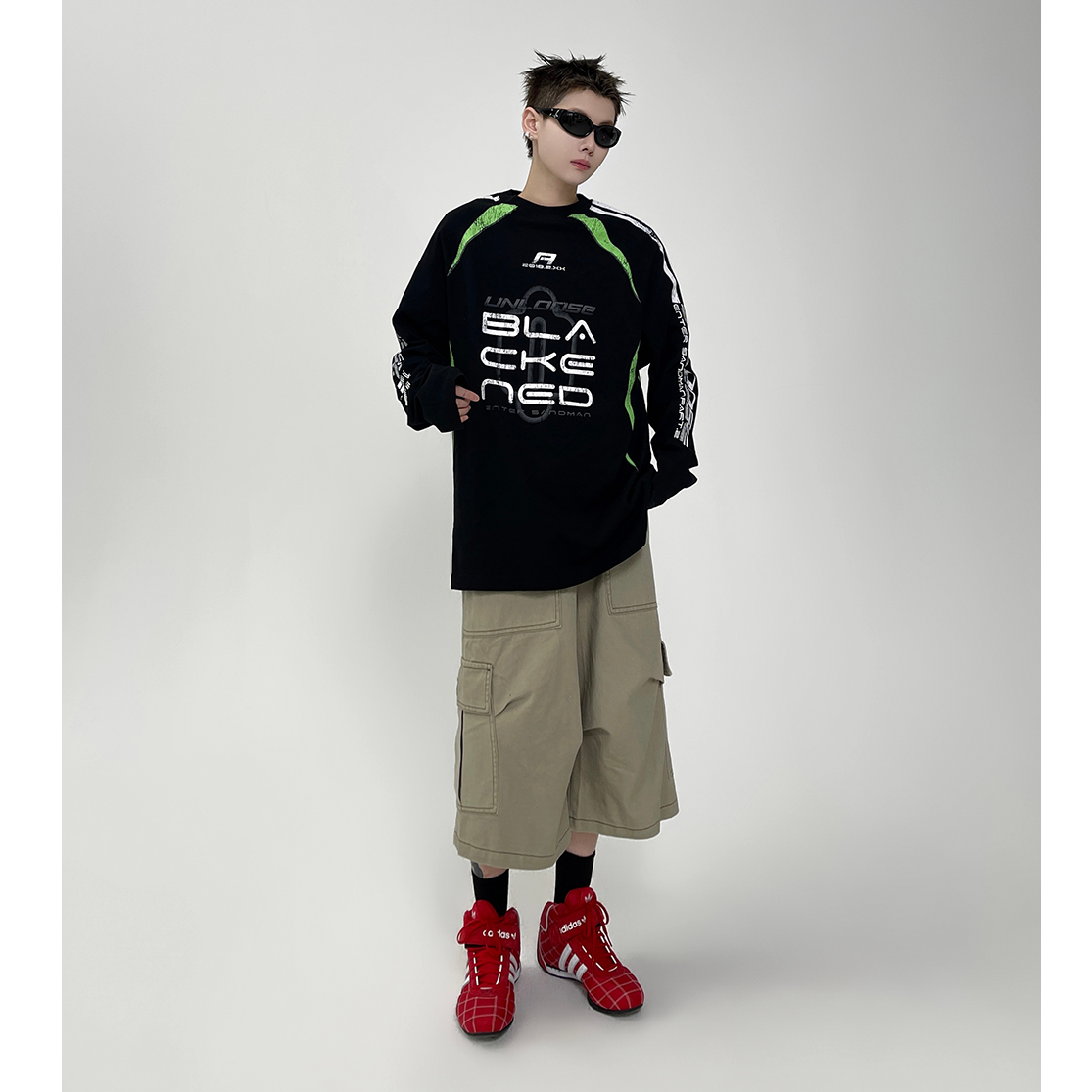 Stitching Contrasting Print Long Sleeve T-shirt EAT082