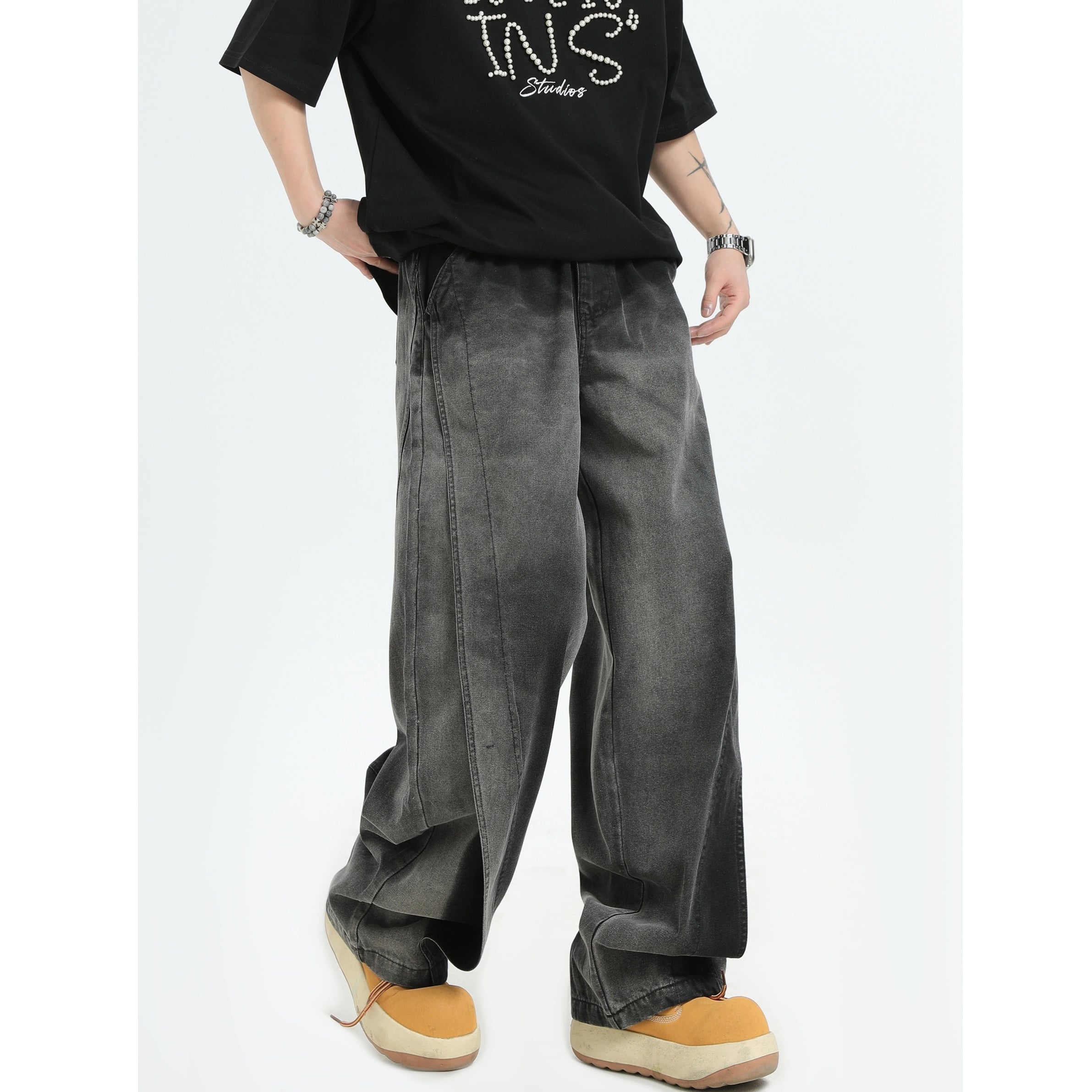 Gradient Smudge Wash Loose Jeans IN7058
