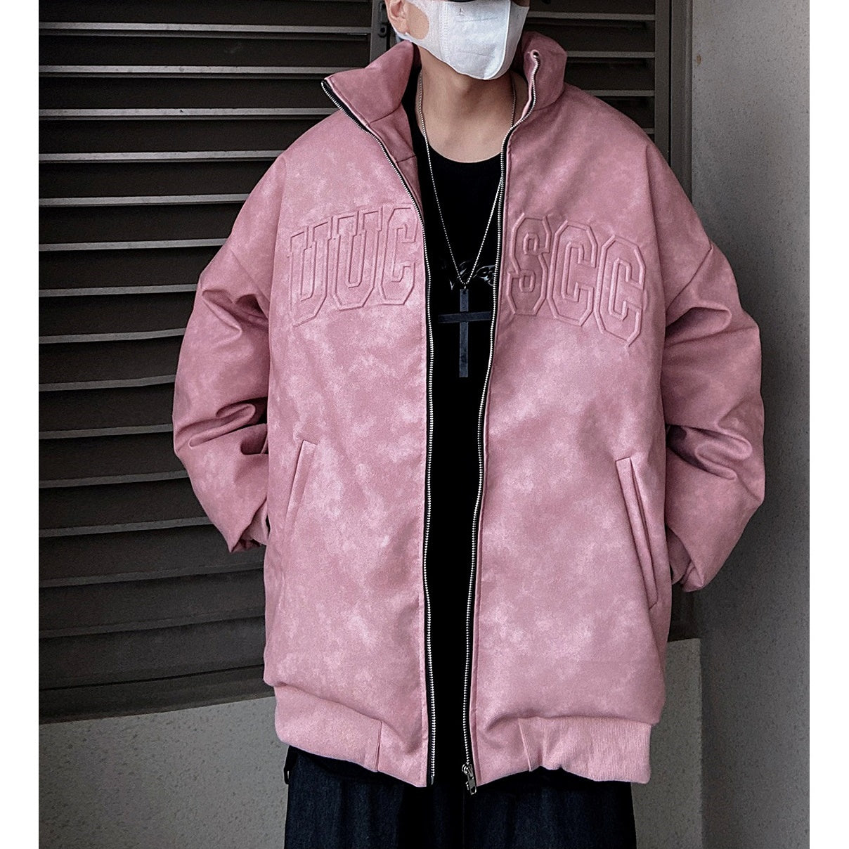 Emboss Logo PU Leather Down Jacket UU7011