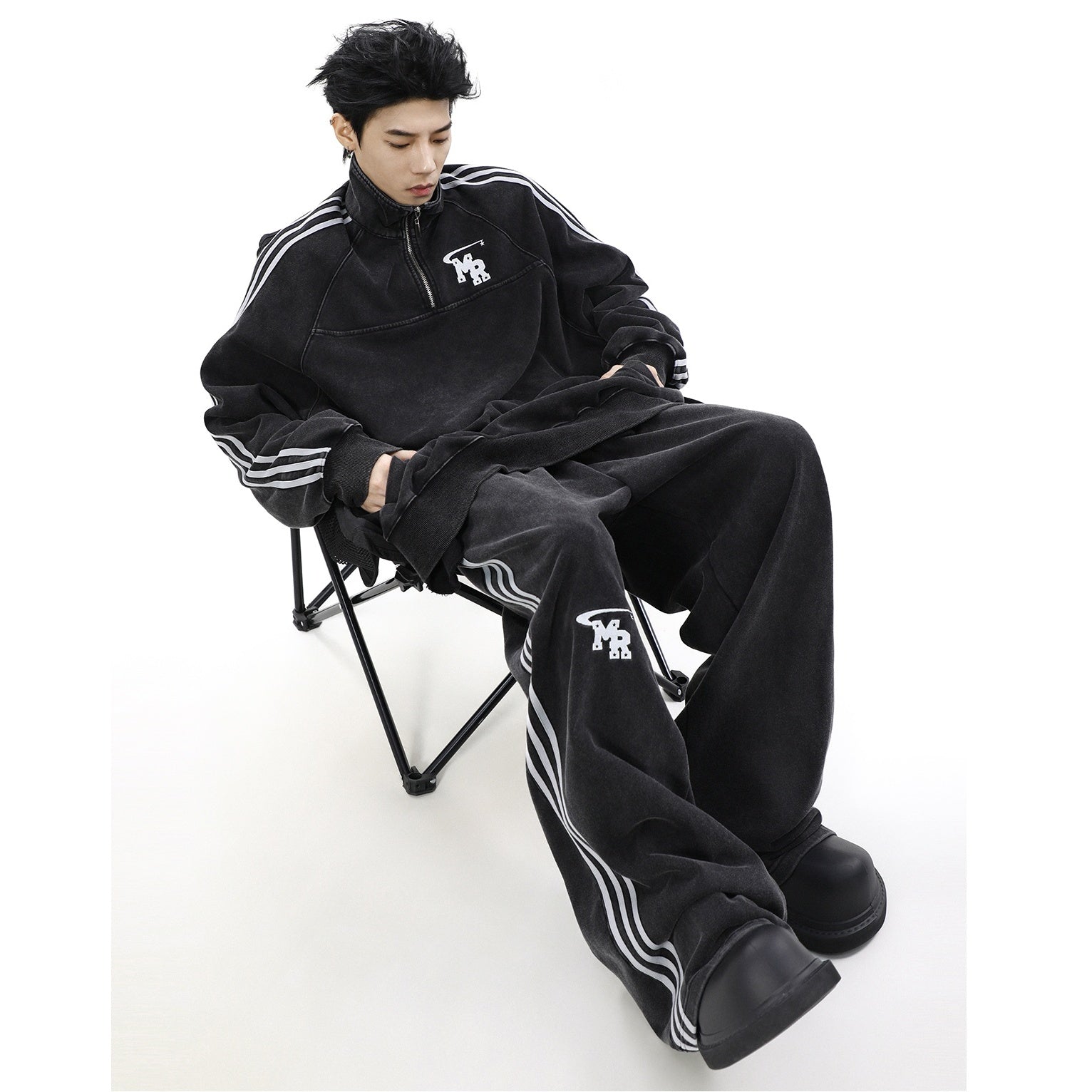 【上下別売り】Three Line Half-Zip Sweat & Loose Pants Set-up MR051