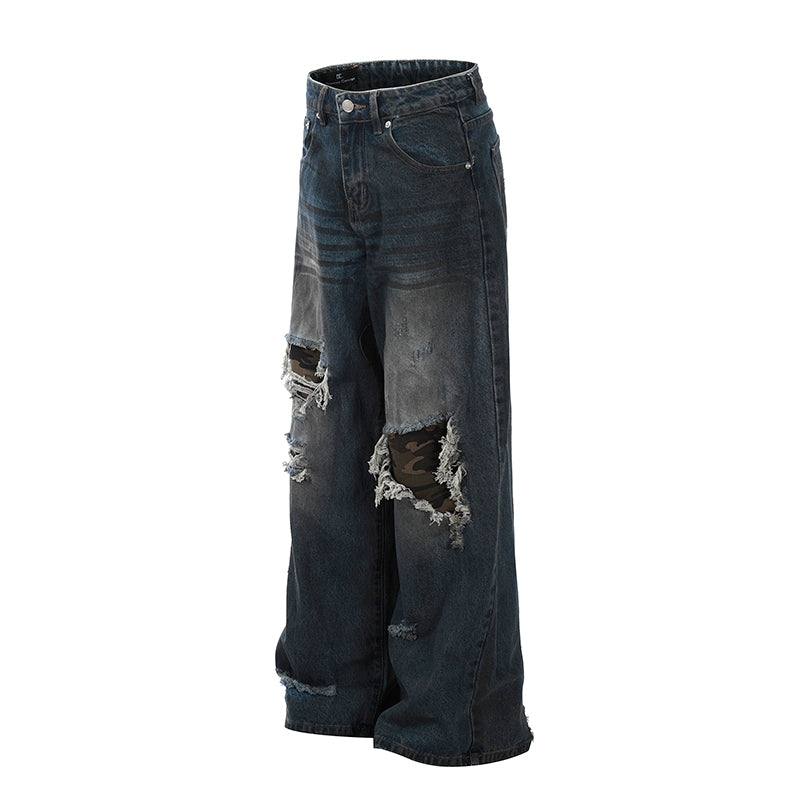 Patch Ripped Camouflage Jeans MB7291