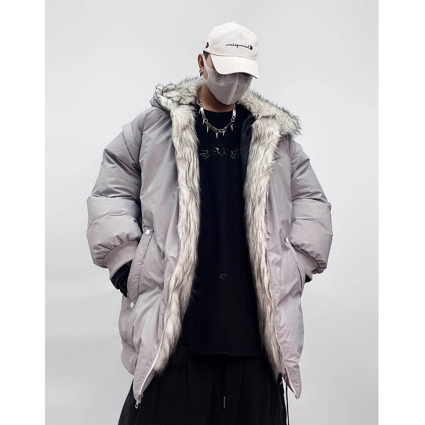 Fur Stitch Hooded Padded Jacket UU7022