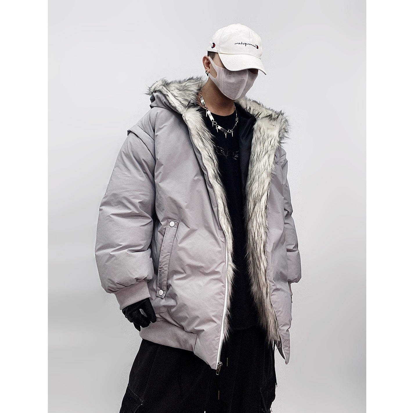 Fur Stitch Hooded Padded Jacket UU7022
