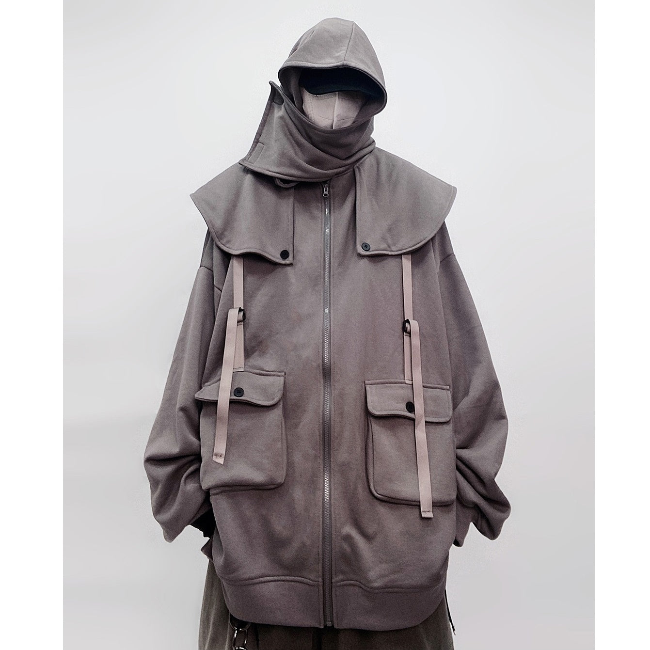 Cape Design Loose Hooded Zip Jacket UU7020
