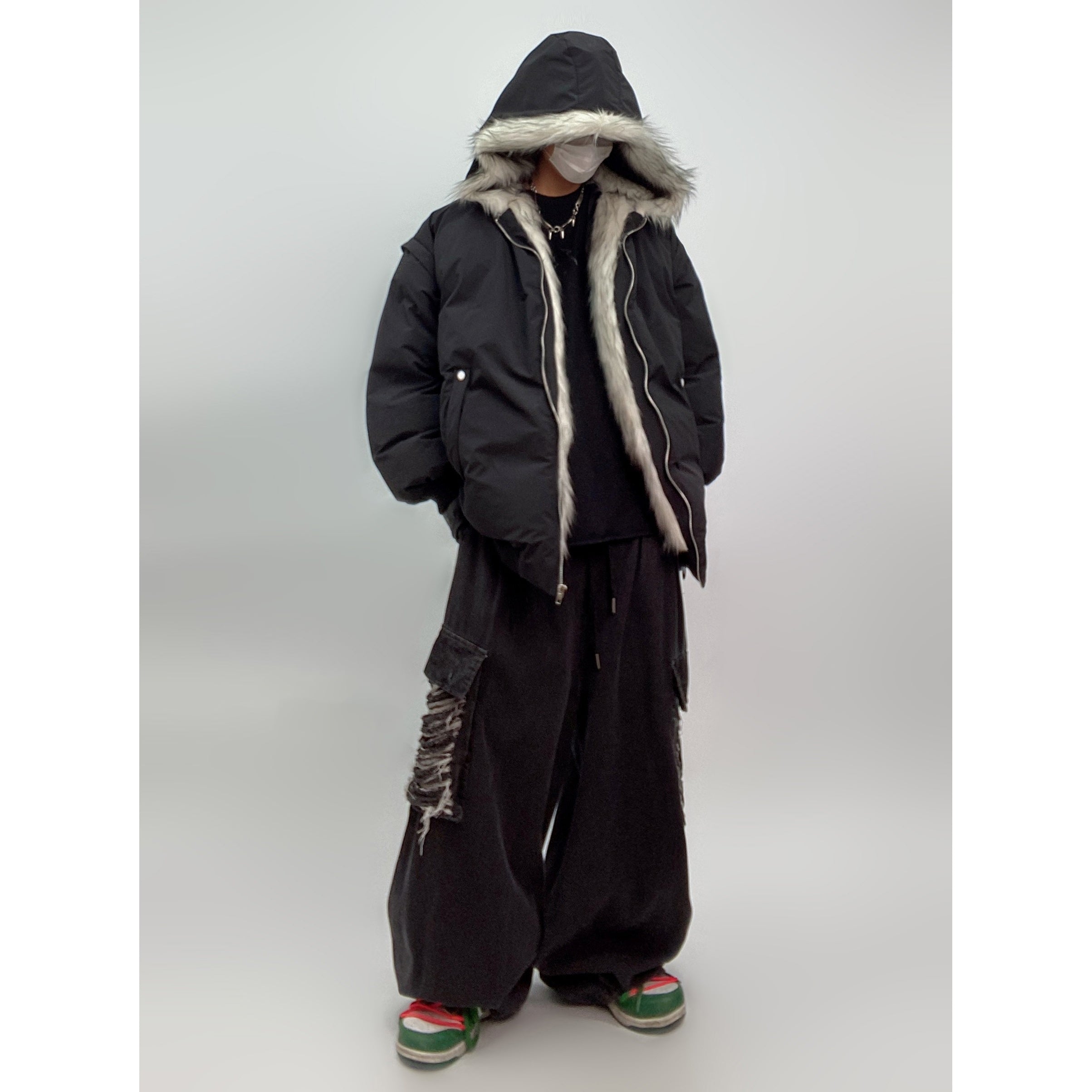 Fur Stitch Hooded Padded Jacket UU7022