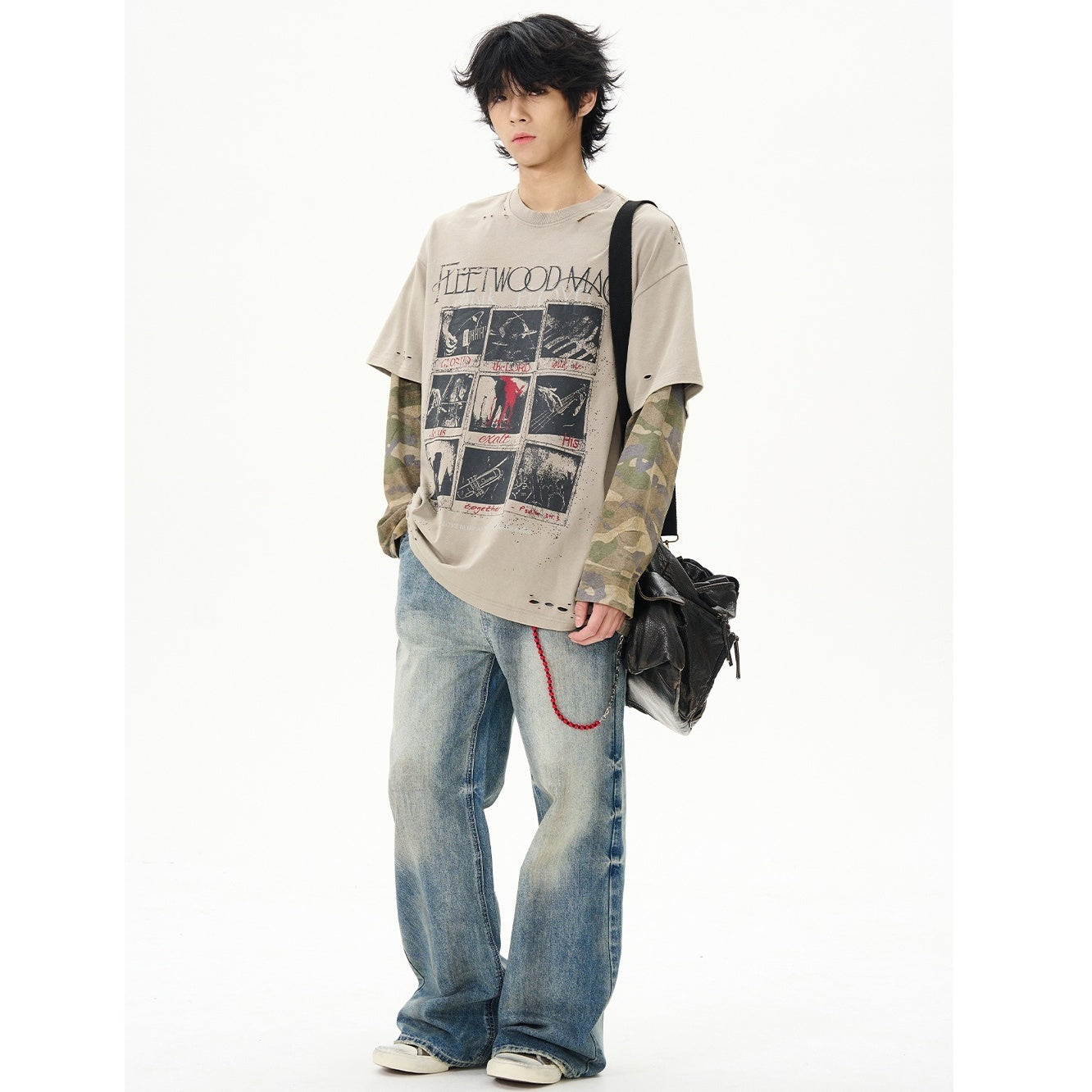 Fake Layered Graphic Long-sleeved T-shirt MB7347