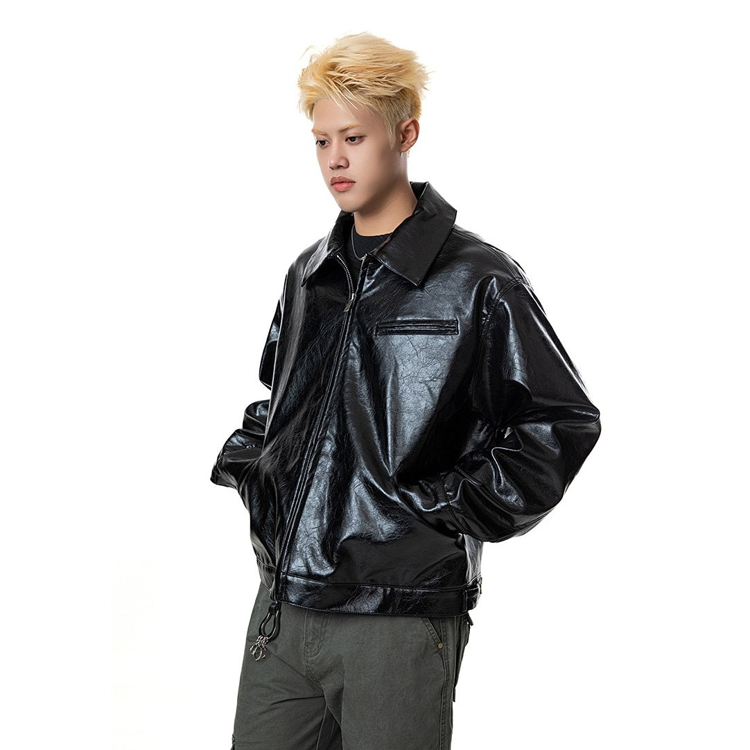 Print Portrait PU Leather Jacket MB7340