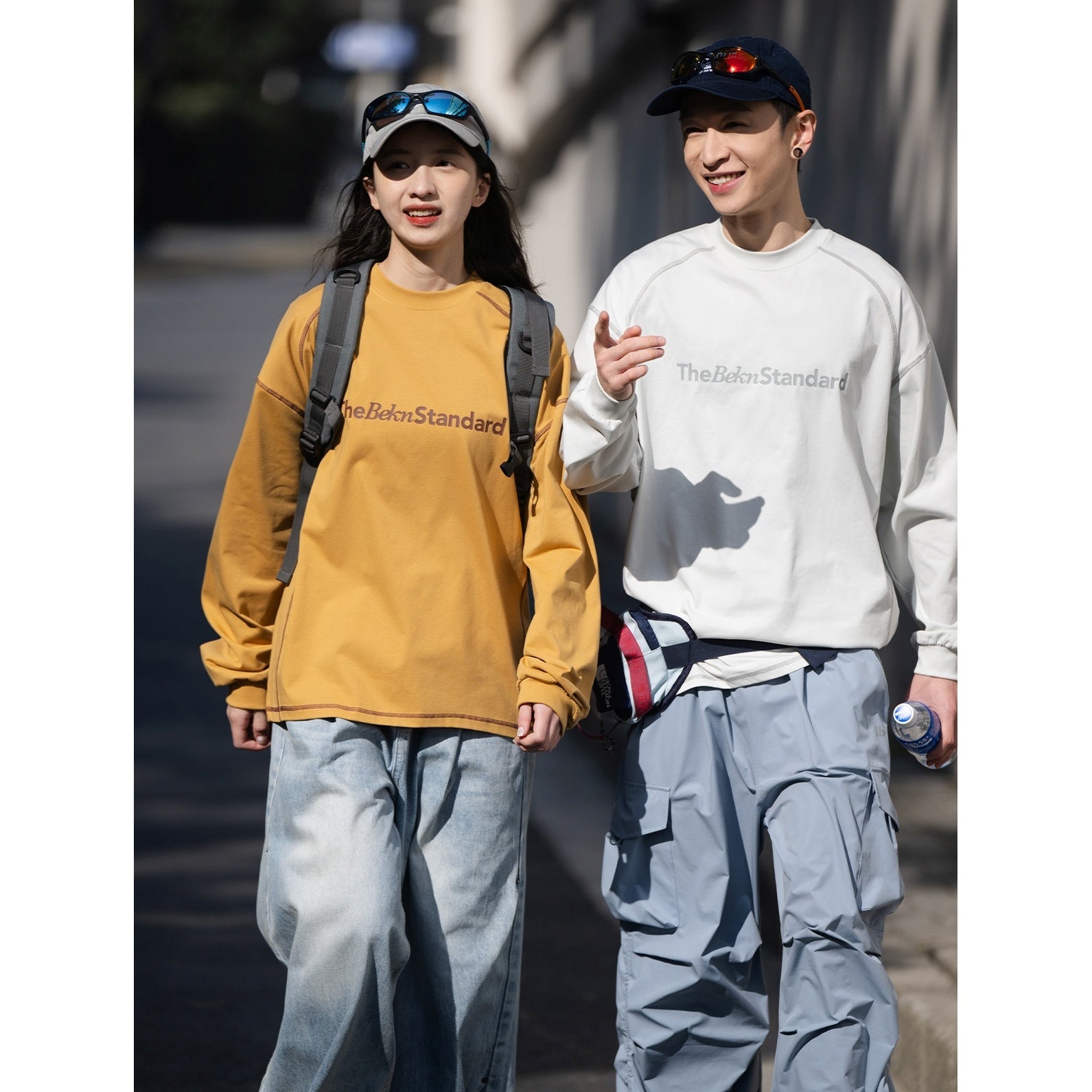 Line Contrast Loose Casual Long Sleeve T-shirt BI2007
