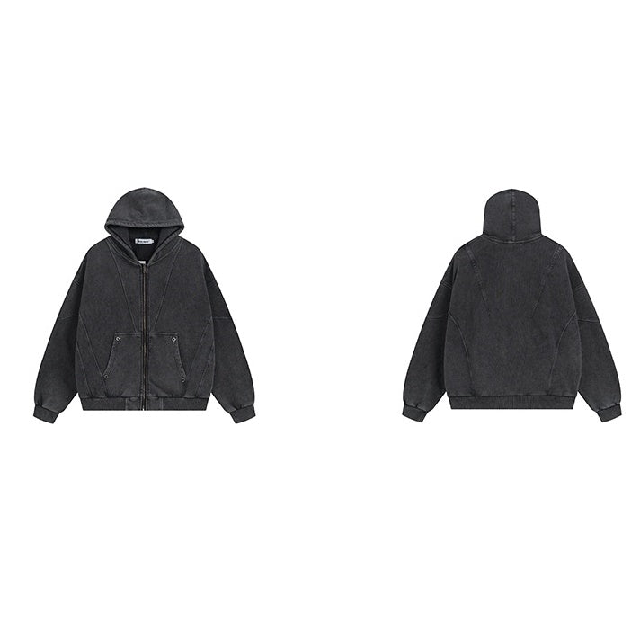 Heavyweight Stitched Design Zip-up Hooded Sweat MB7020