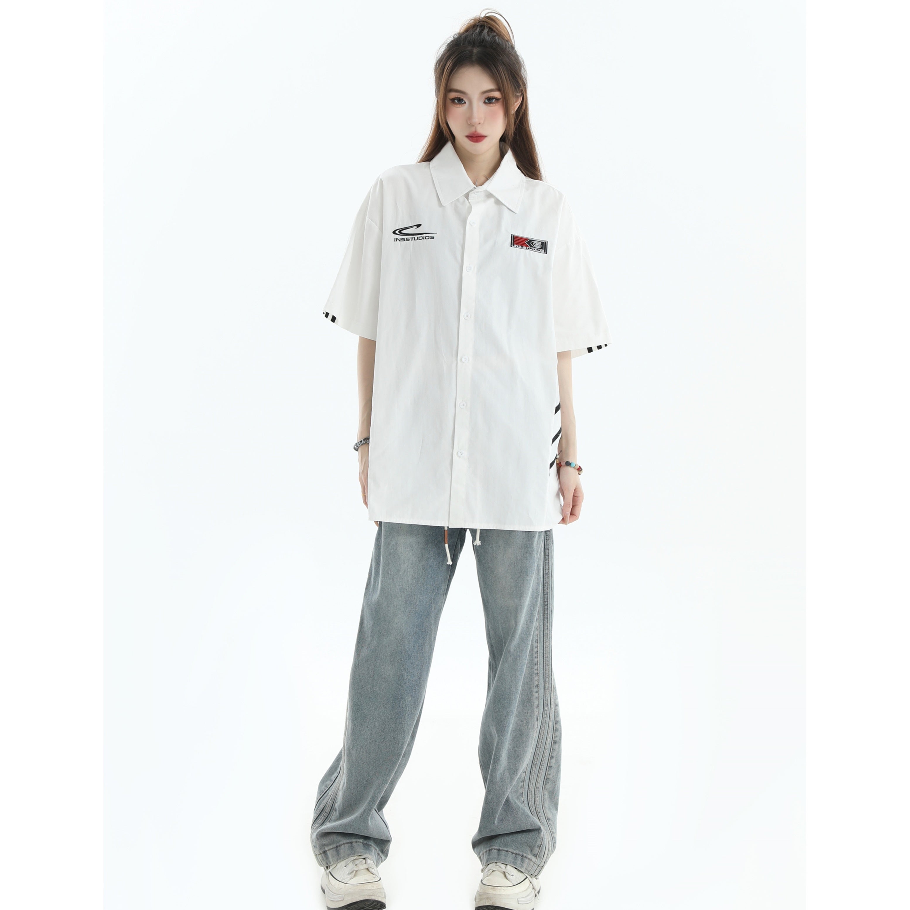 Three-Bar Stitched Racing Style Shirt IN7048
