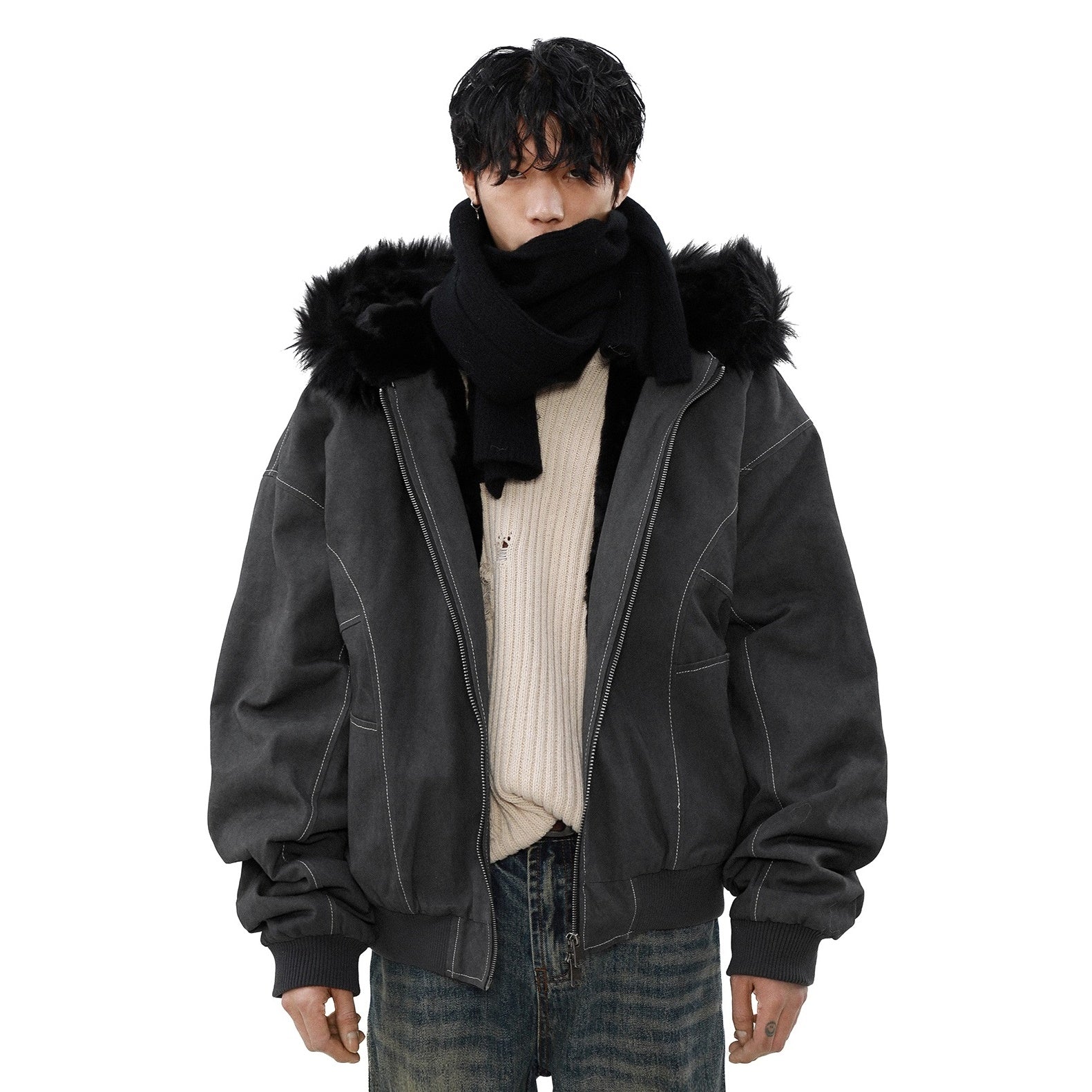Plush Fur Collar Casual Jacket MB7293