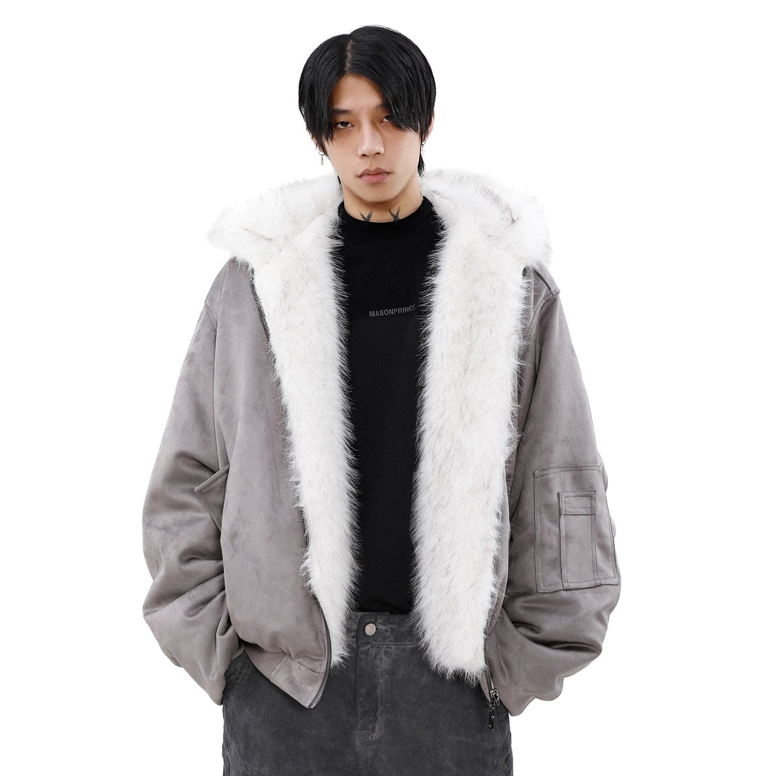 Reversible Fur ZIP-Up Hooded Blouson MB7315