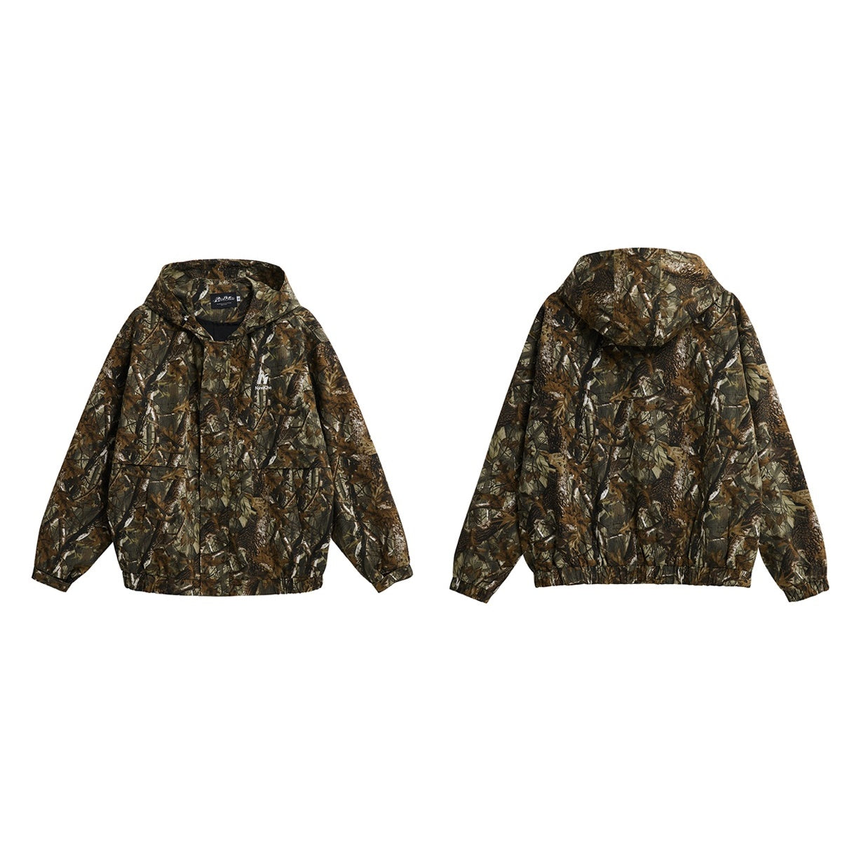 Camouflage Leaf Pattern Loose Hooded Jacket MB7177