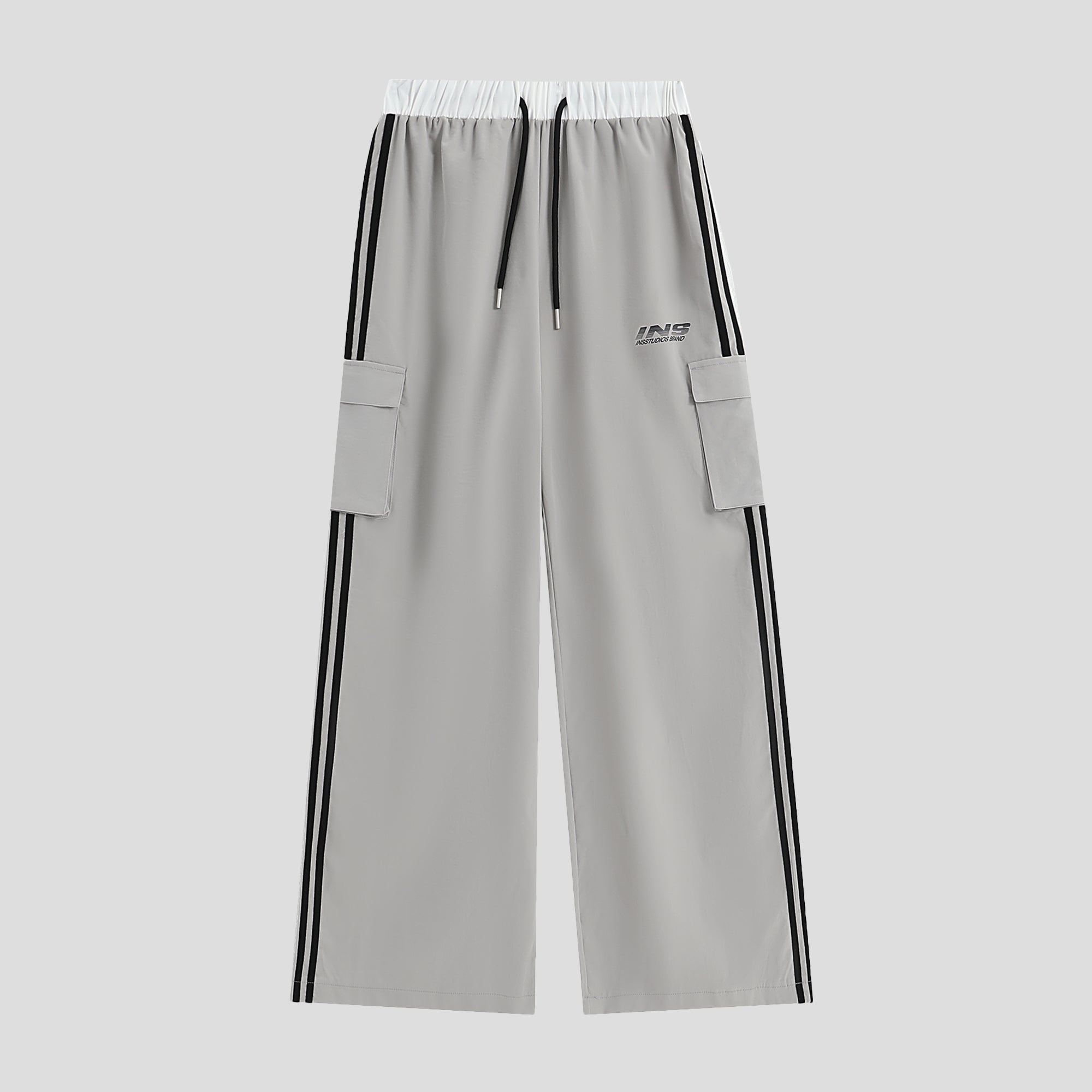 Drawstring Three-bar Casual Cargo Pants IN7047