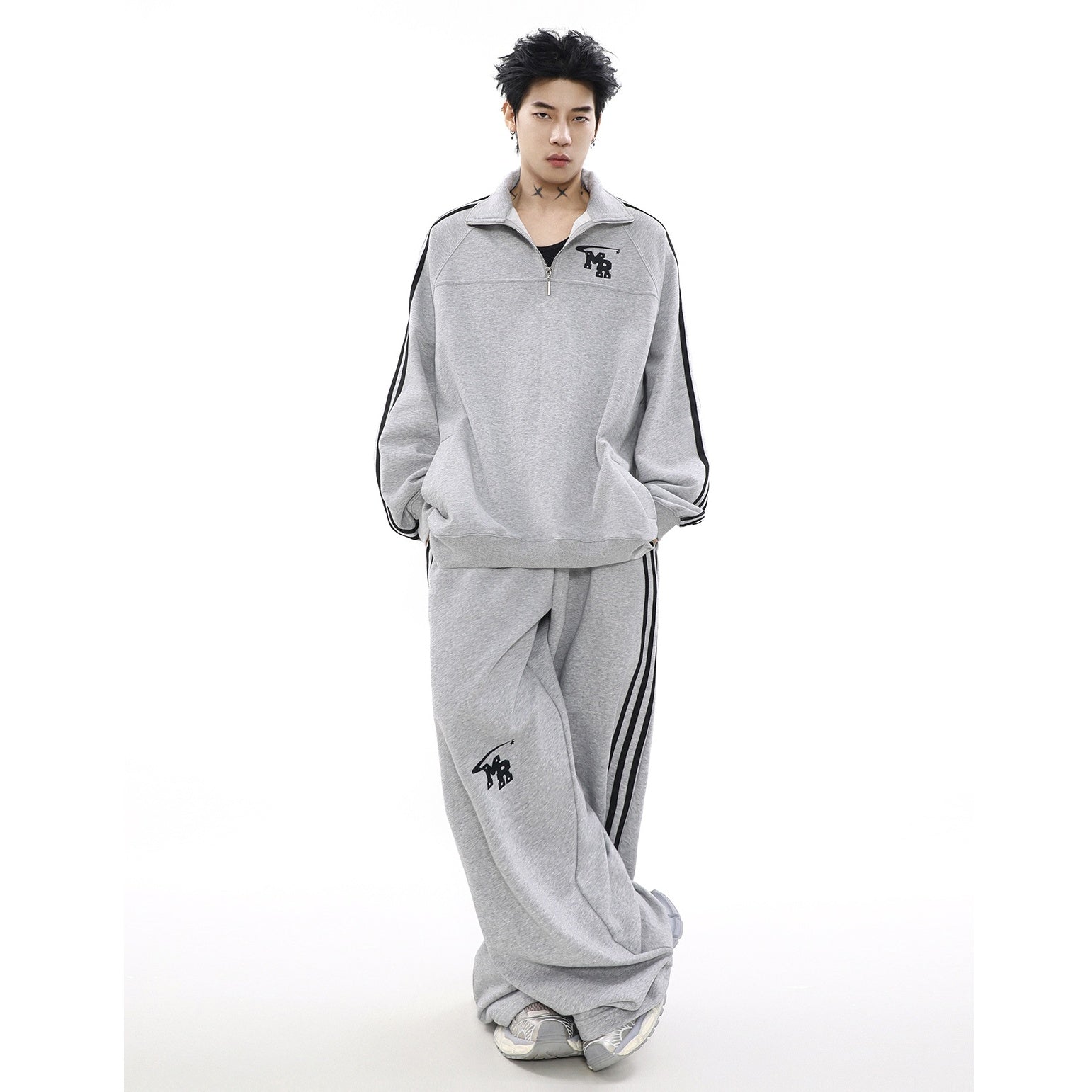 【上下別売り】Three Line Half-Zip Sweat & Loose Pants Set-up MR051