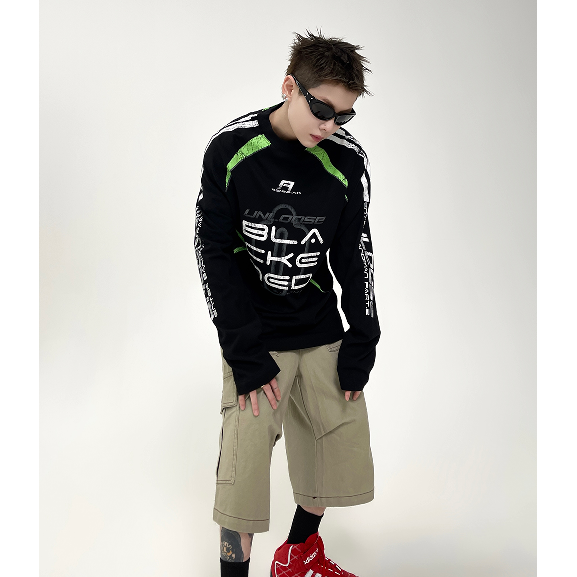 Stitching Contrasting Print Long Sleeve T-shirt EAT082