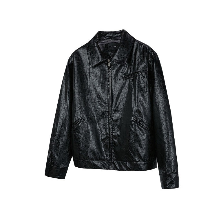 Print Portrait PU Leather Jacket MB7340