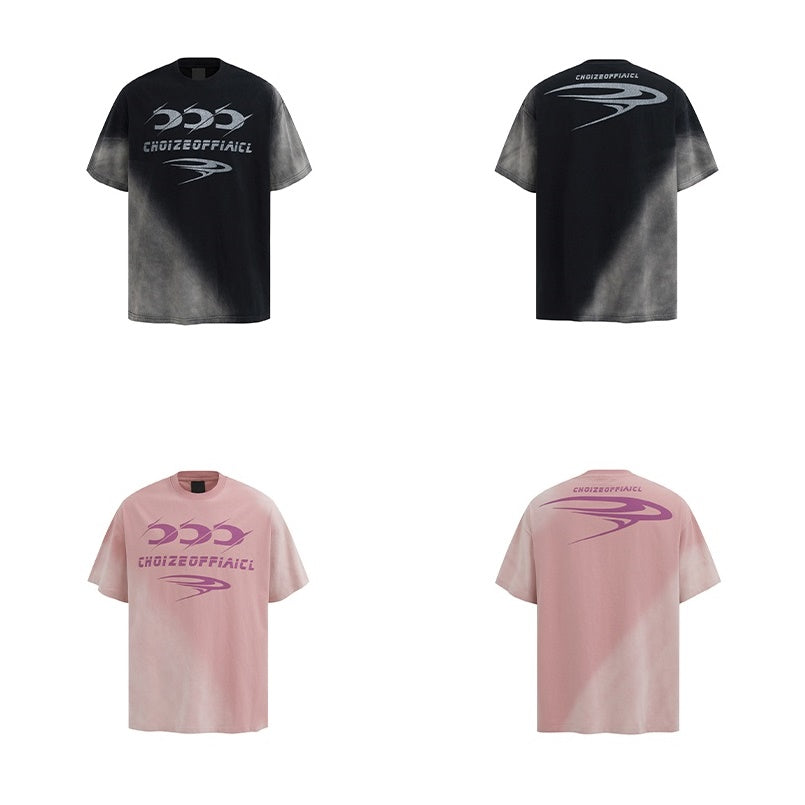 Wash Gradient Letter T-Shirt MR009
