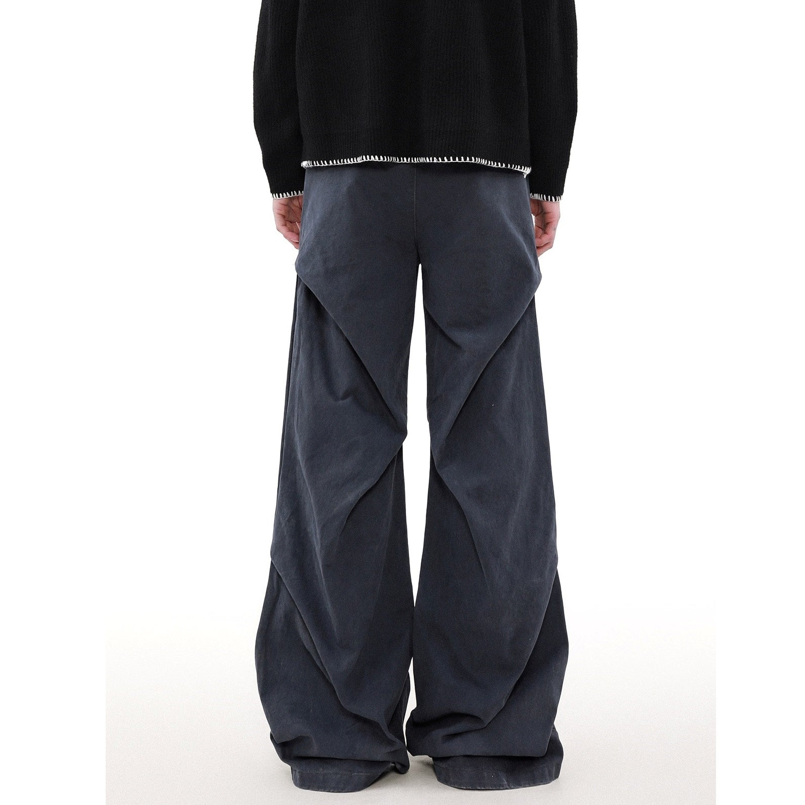 Wash Tuck Pleat Design Loose Straight Pants MB7198