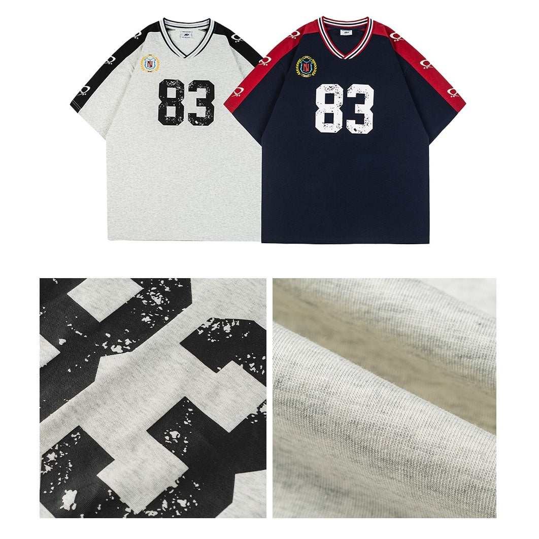 Contrast Stitching V-Neck T-Shirt NA7012