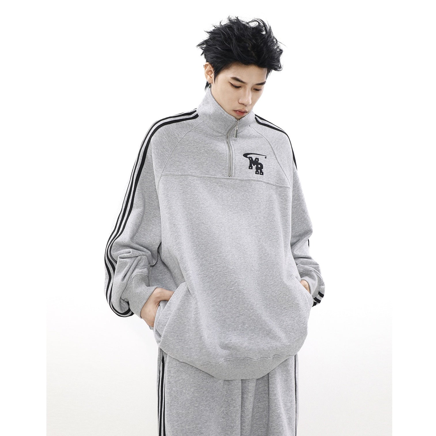 【上下別売り】Three Line Half-Zip Sweat & Loose Pants Set-up MR051
