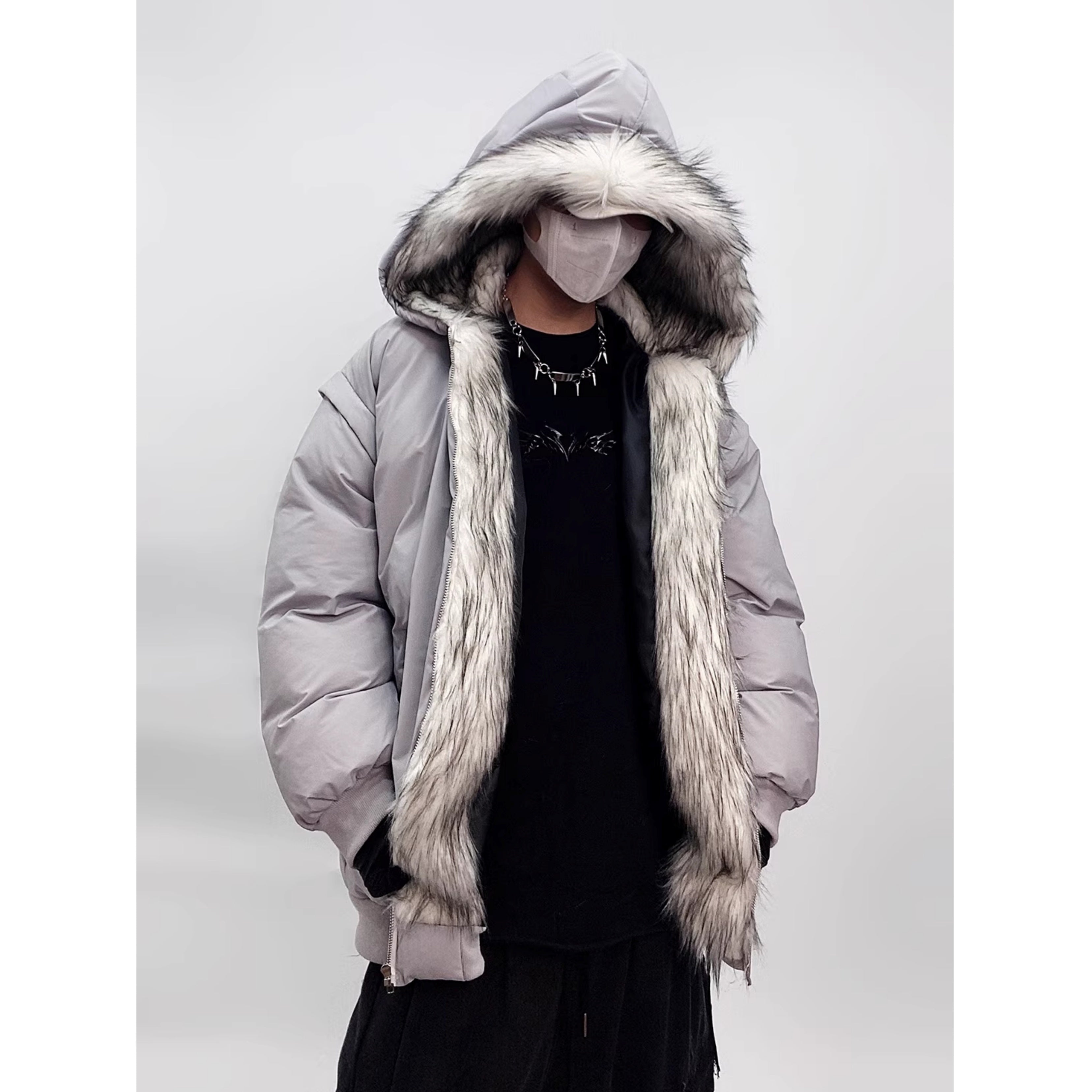 Fur Stitch Hooded Padded Jacket UU7022