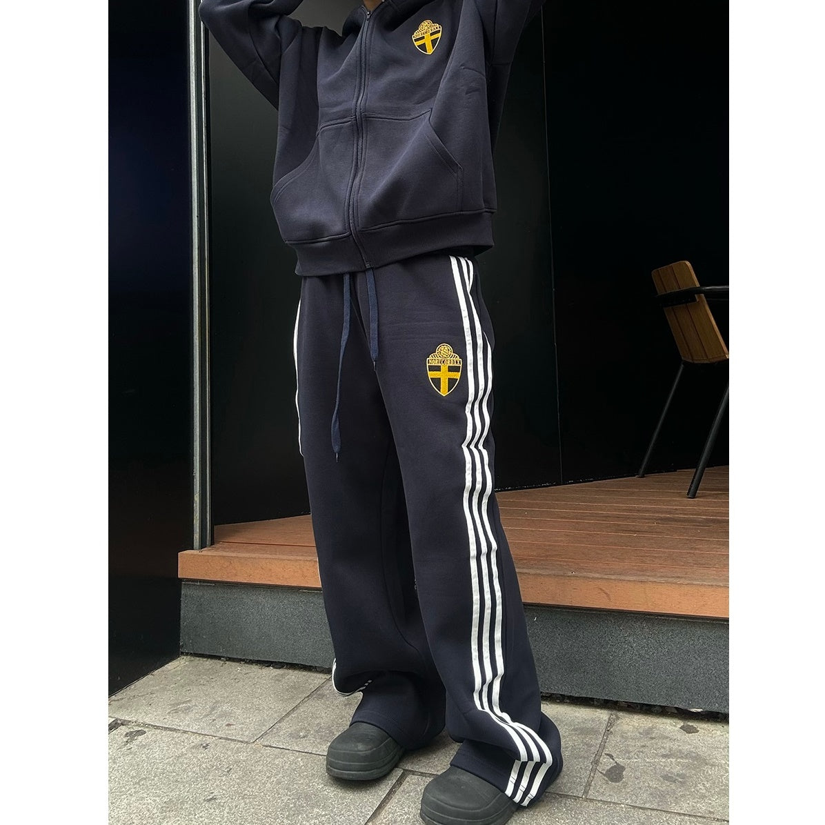 【上下別売り】Three-Bar Loose Casual Zip-up Hooded Parka & Sweat Pants MB7167