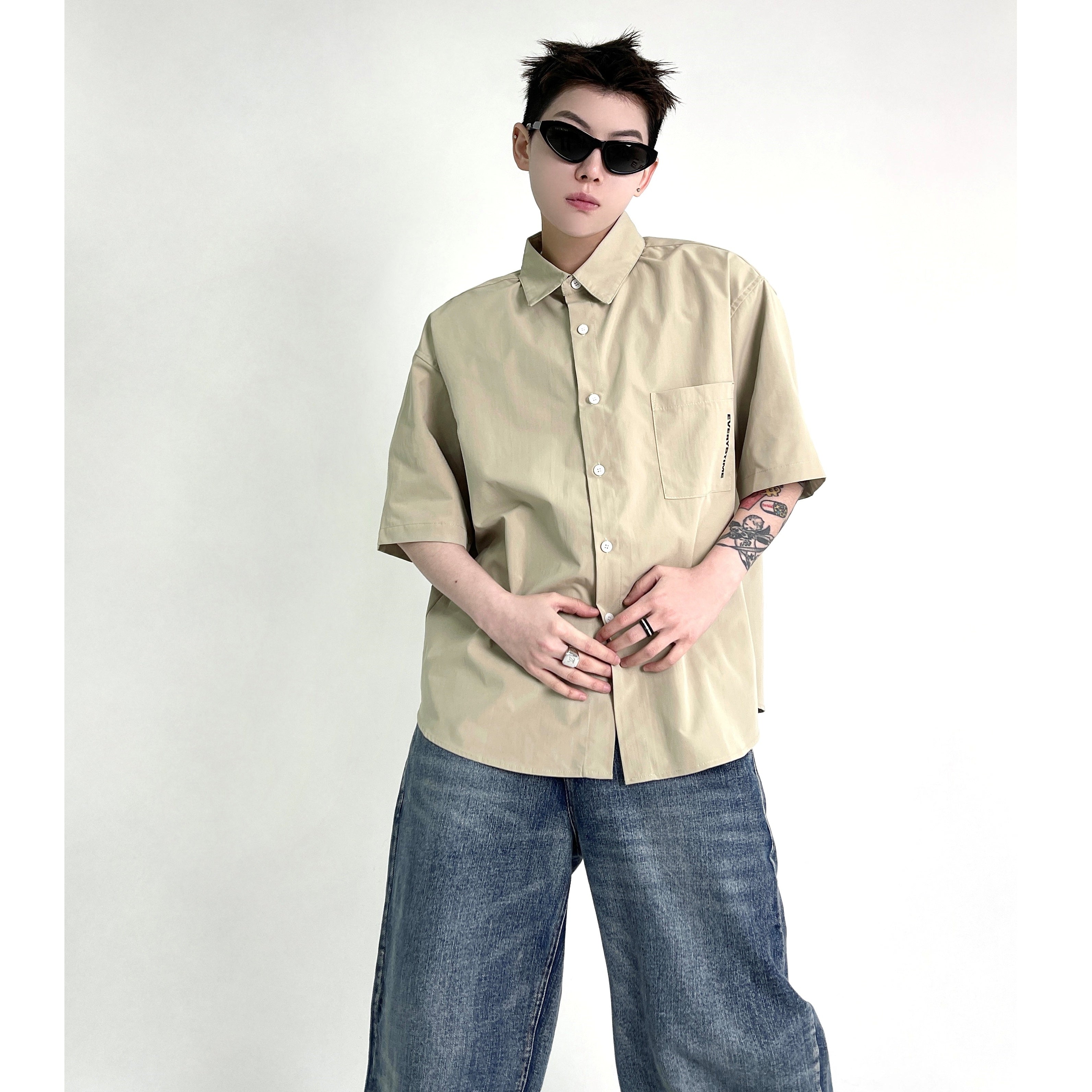 Back Letter Printing Casual Shirt EAT007