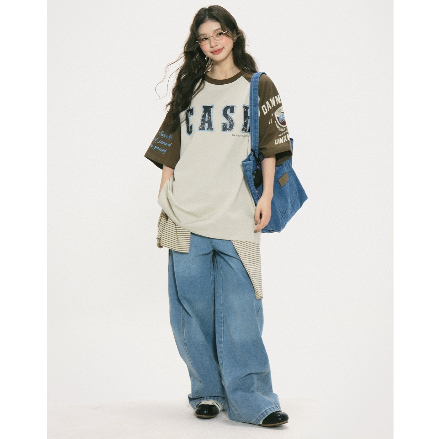Contrasting Panel Raglan Sleeve T-shirt NA7013