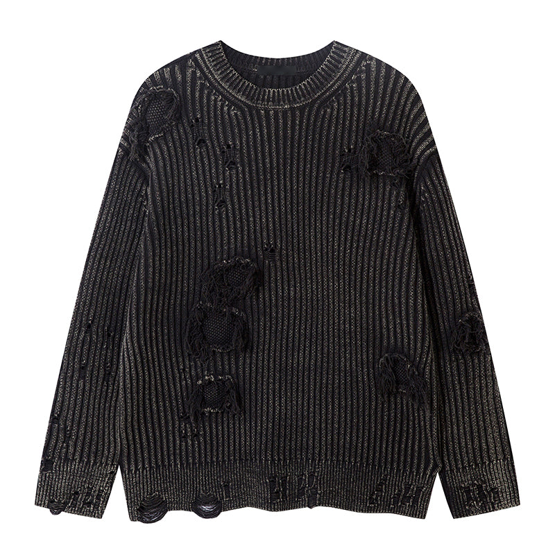 Heavy Industry Washed Ripped Tassel Sweater MB7296