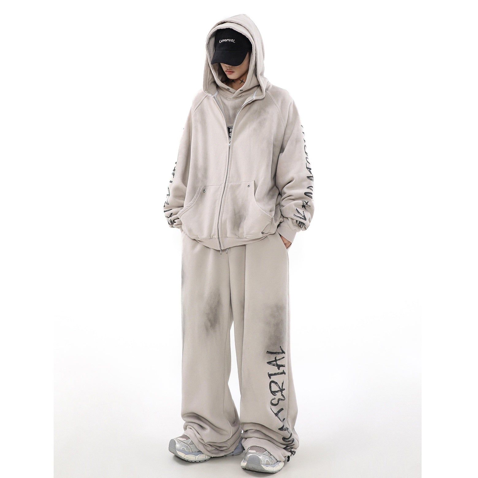 【上下別売り】Vintage Mud Dyed Distressed ZIP-Up Hooded Sweat MR027