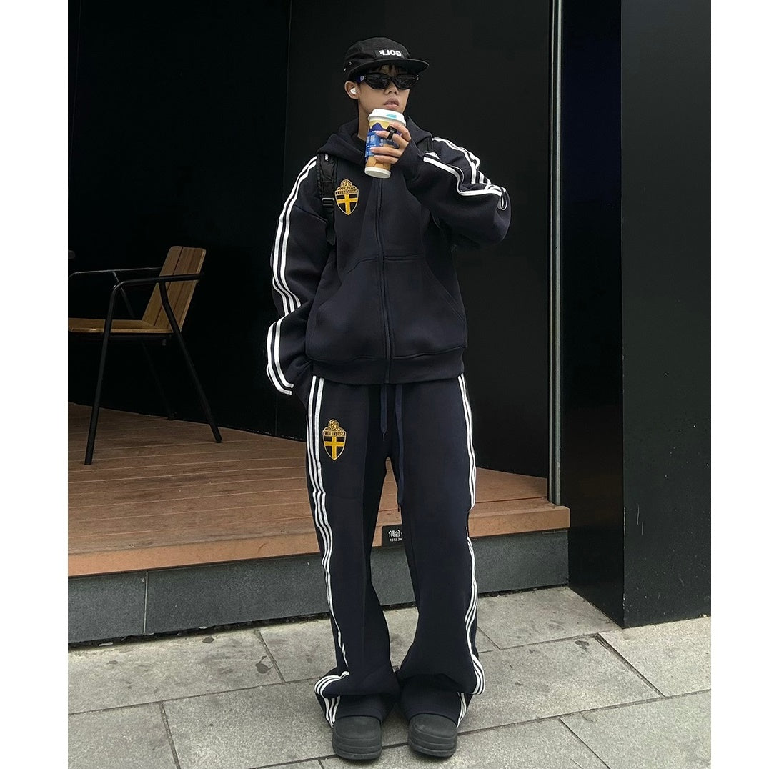 【上下別売り】Three-Bar Loose Casual Zip-up Hooded Parka & Sweat Pants MB7167