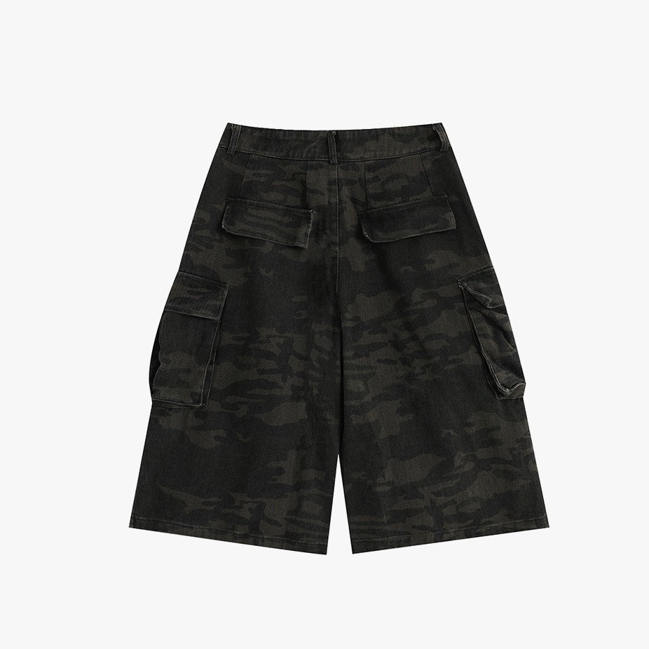 Camouflage Loose Washed Cropped Cargo Pants IN7023