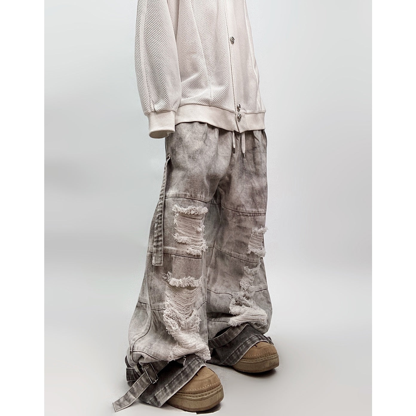 Mud Dyed Distressed Washed Jeans UU7014
