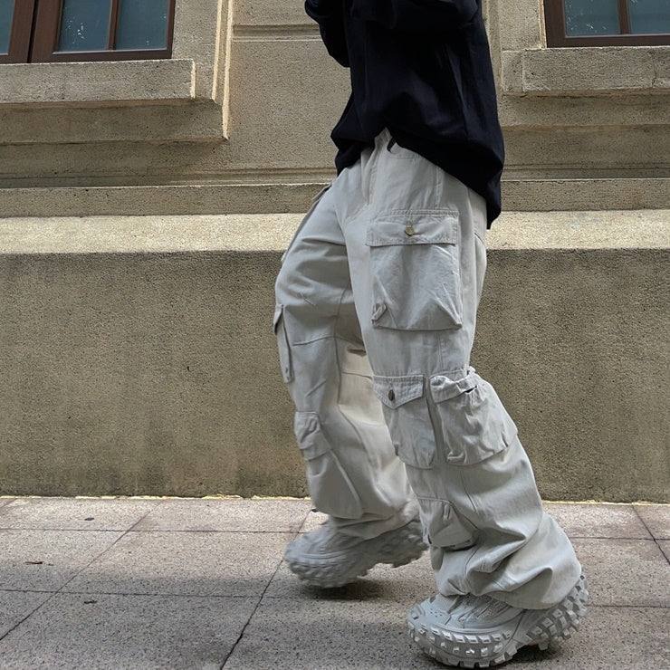 Fat Loose Straight Cargo Pants FT8001