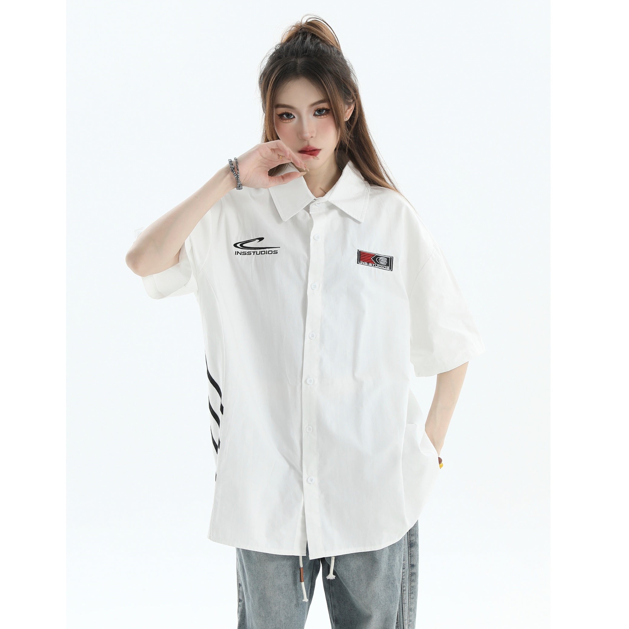 Three-Bar Stitched Racing Style Shirt IN7048