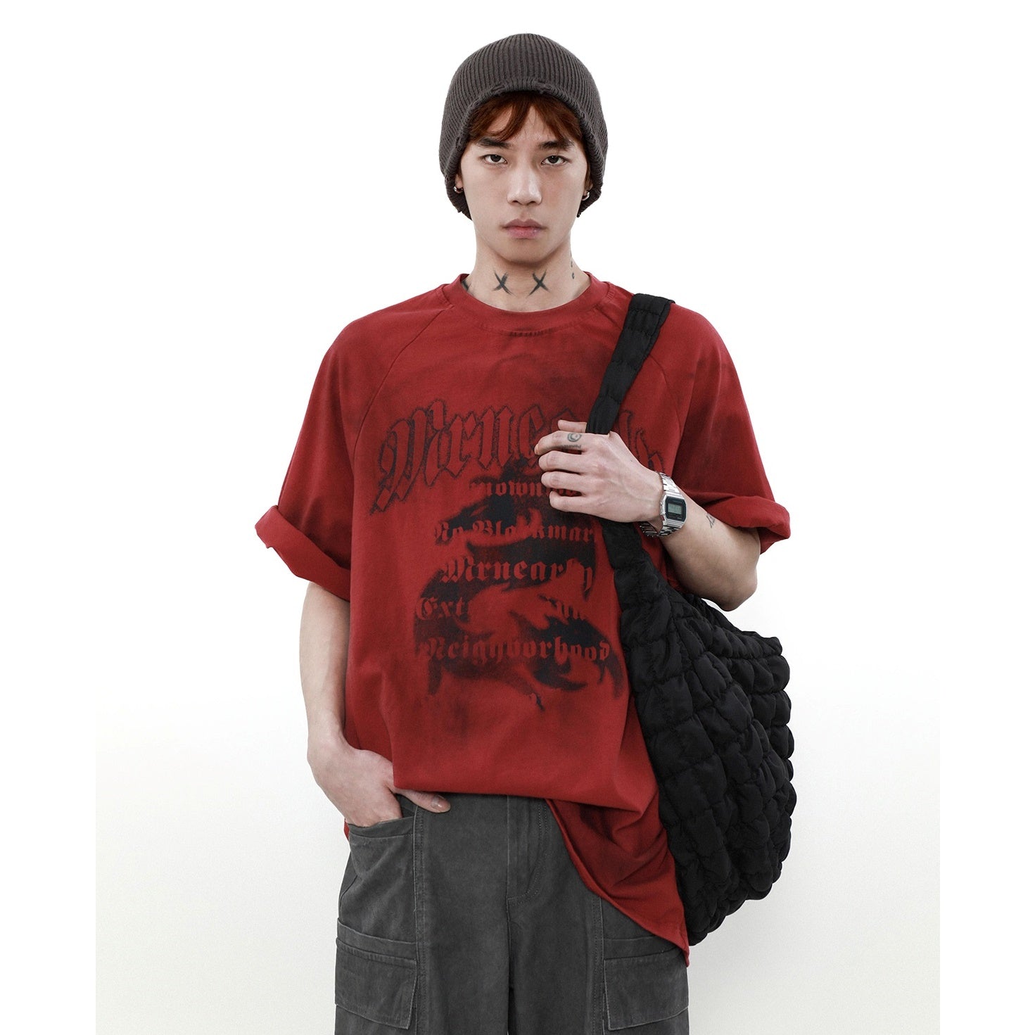 Dragon Retro Print Raglan Sleeve T-Shirt MR006
