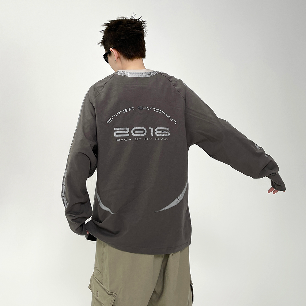 Stitching Contrasting Print Long Sleeve T-shirt EAT082