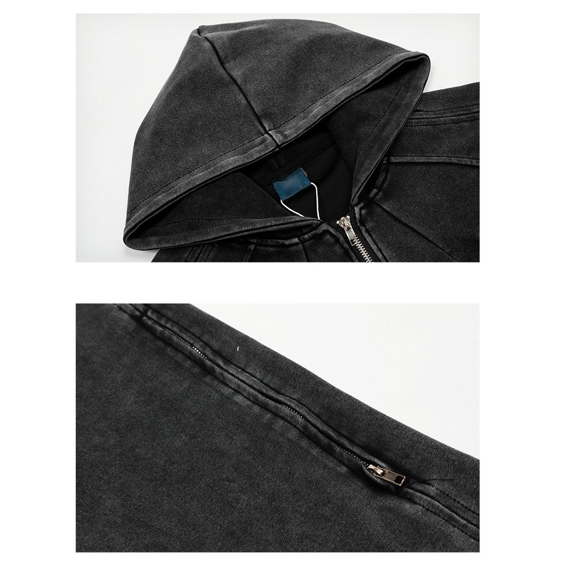 Washed Hooded Zipper Jacket MB7331