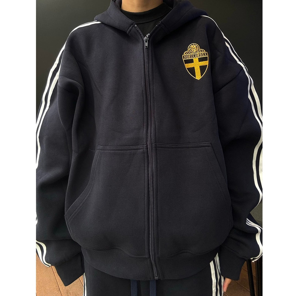 【上下別売り】Three-Bar Loose Casual Zip-up Hooded Parka & Sweat Pants MB7167