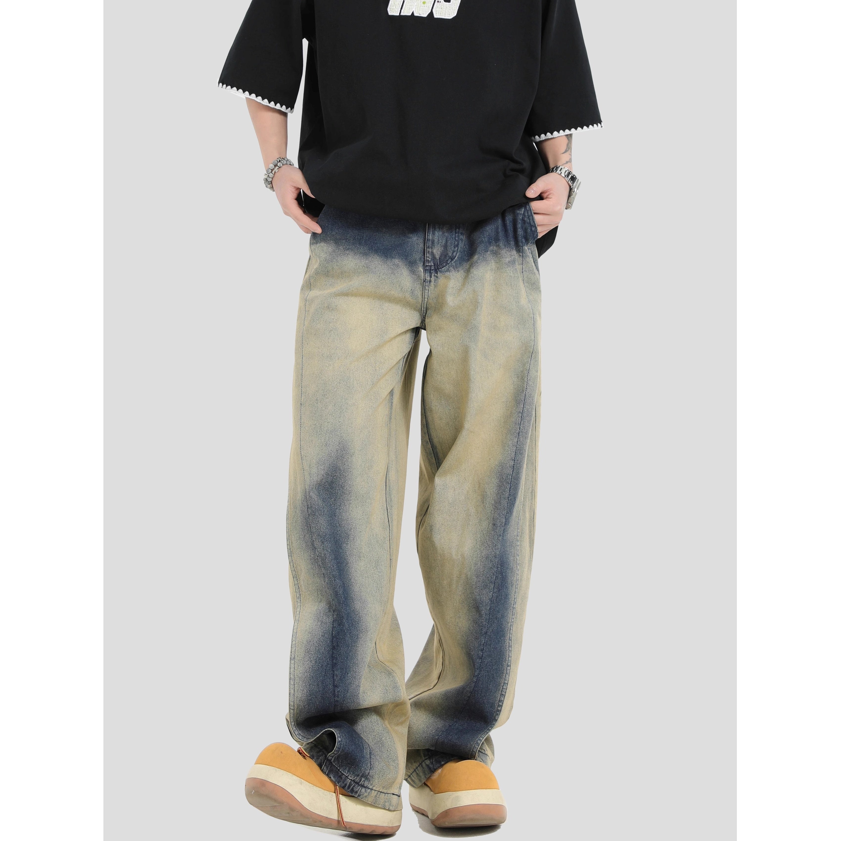 Gradient Smudge Wash Loose Jeans IN7058