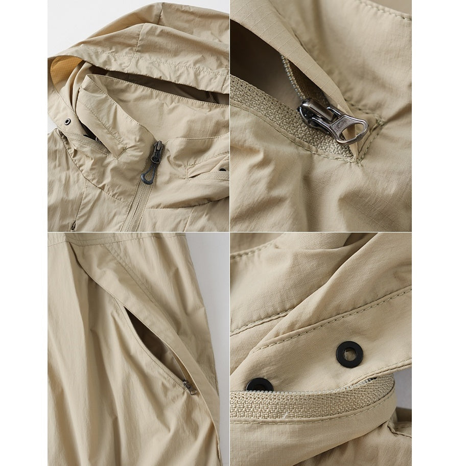 High-Neck Hidden Hood Outdoor ZIP-Up Vest BB001