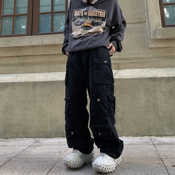 Fat Loose Straight Cargo Pants FT8001