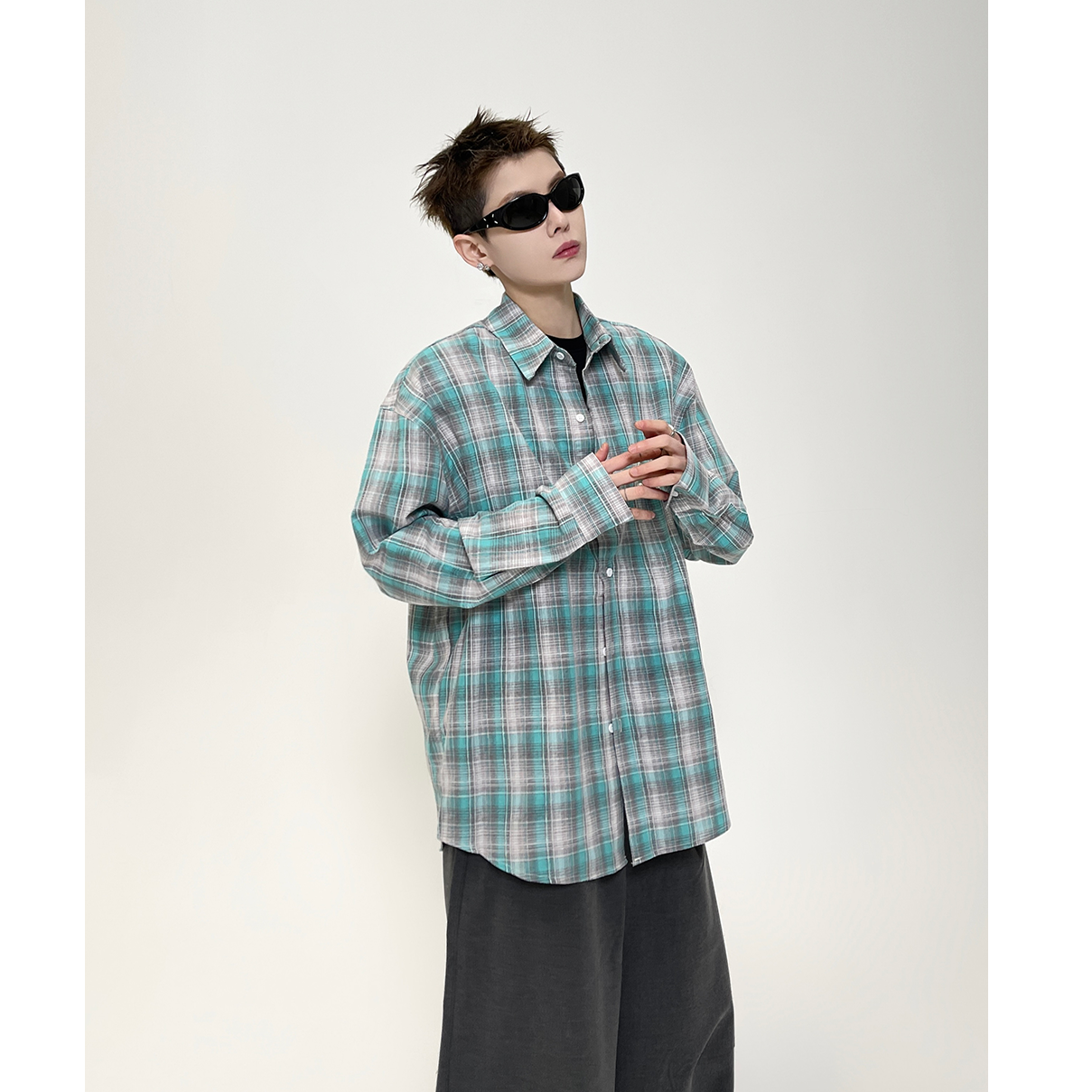 Pearl Design Plaid Shirt EAT089