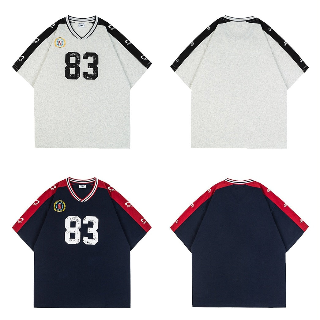 Contrast Stitching V-Neck T-Shirt NA7012