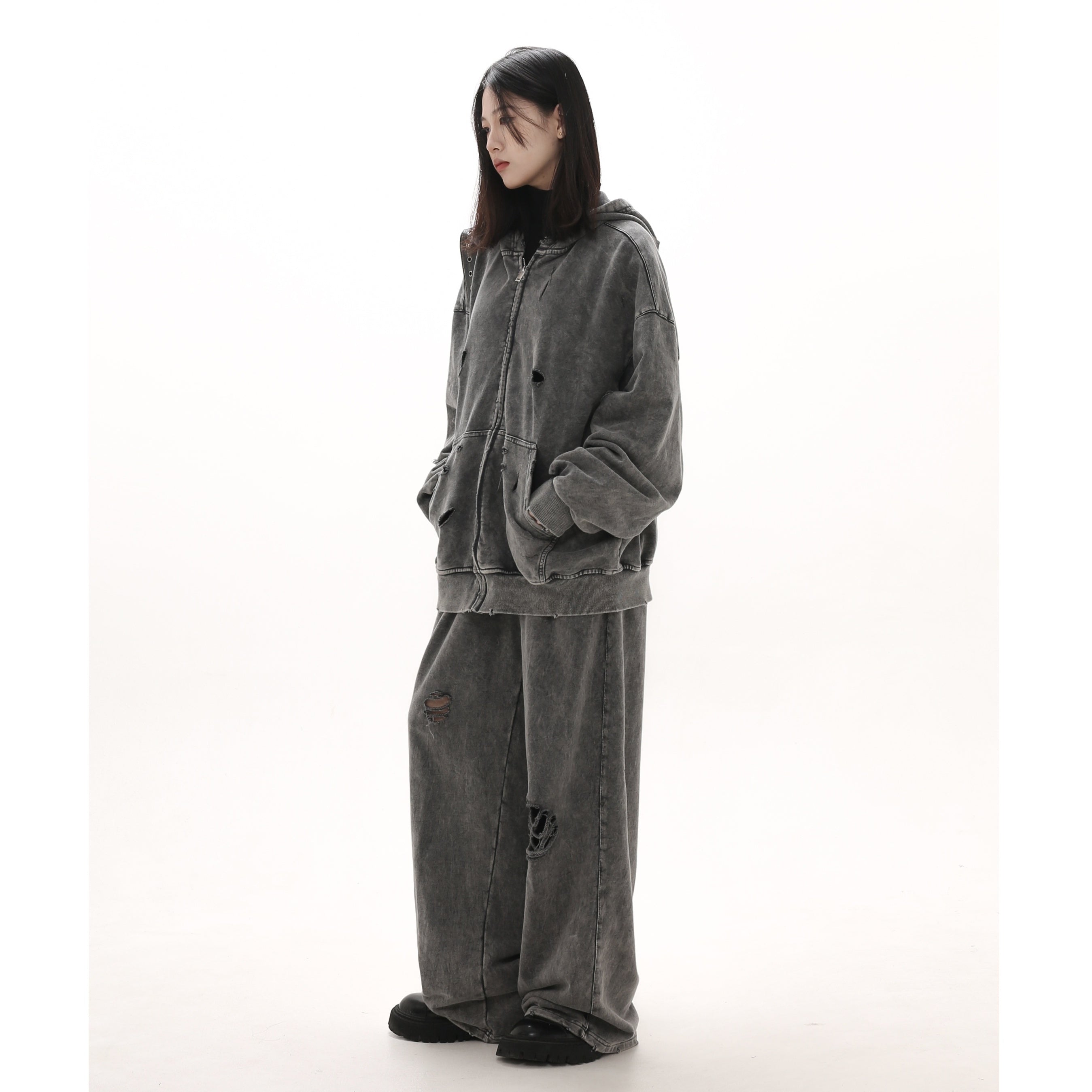 【上下別売り】Distressed Ripped Hooded Jacket MB7329