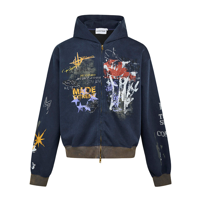 Street Graffiti Zip Hooded Parka MB7082