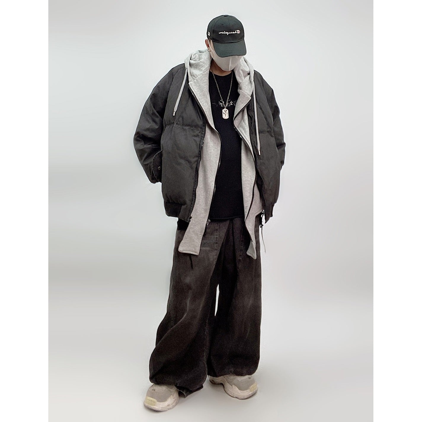Washed Mud Dyed Distressed Wide-Leg Jeans UU7023